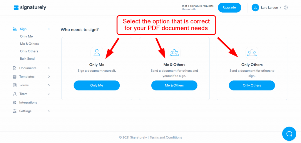 Select the option that's correct for your PDF document needs