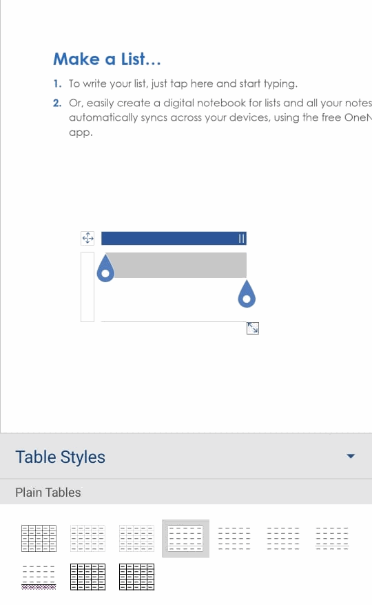 Select which type of table
