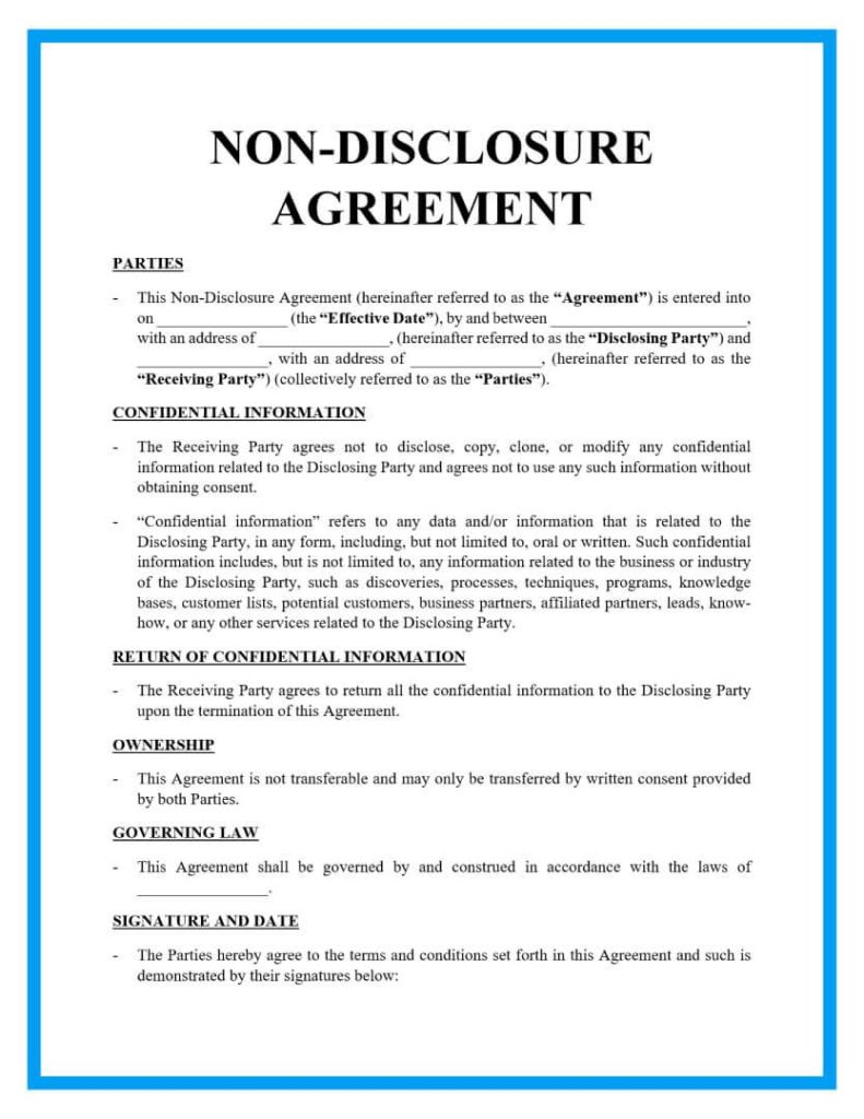 Non-disclosure agreement