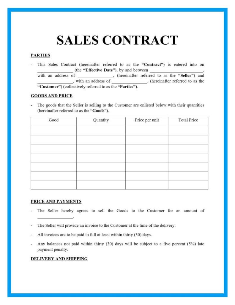 Sales Contract