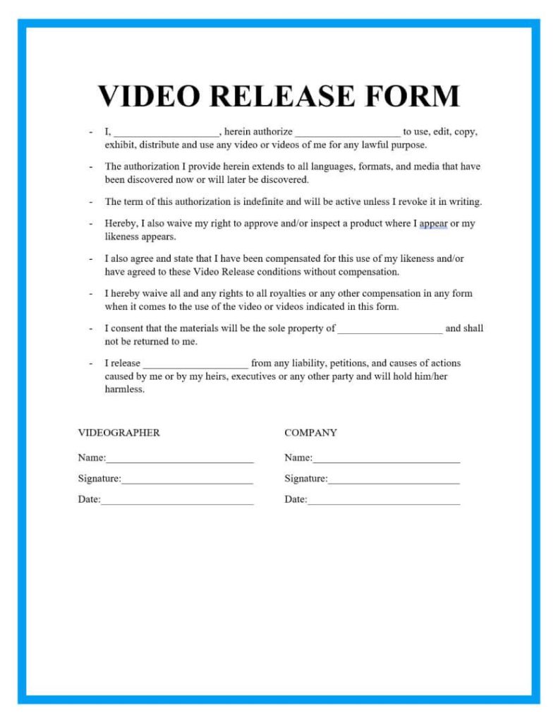 Video Release Form