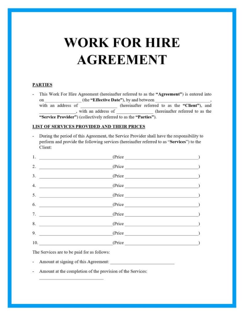 Work For Hire Agreement