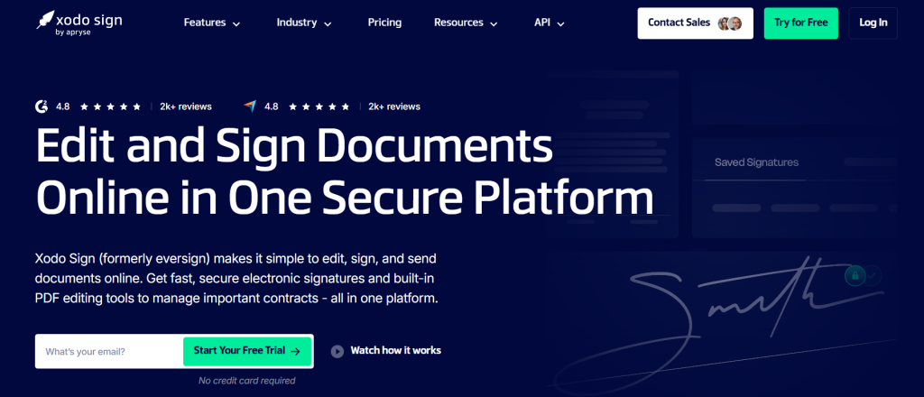 14. Xodo Sign (formerly eversign)