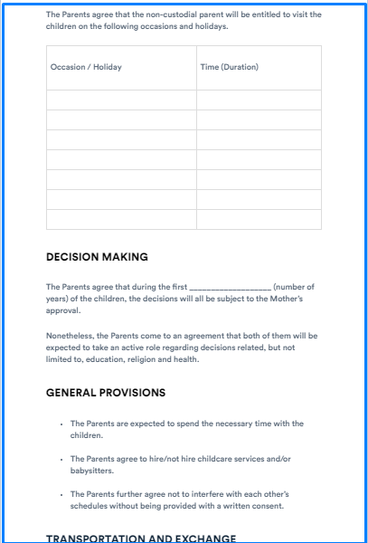 Information on joint deals custody