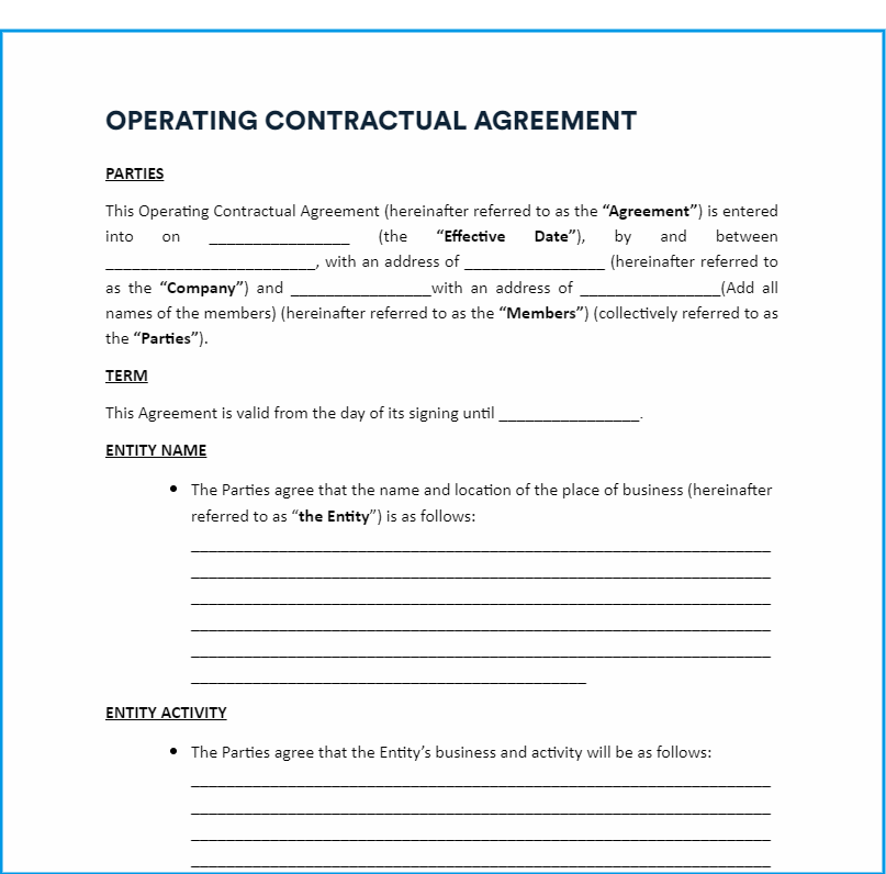 Free Operating Agreement Template Sample Of Operating Agreement For 
