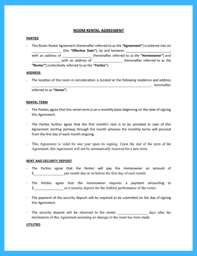 Free Room Rental Agreement Template To Win More Clients   Room Rental Agreement 1 