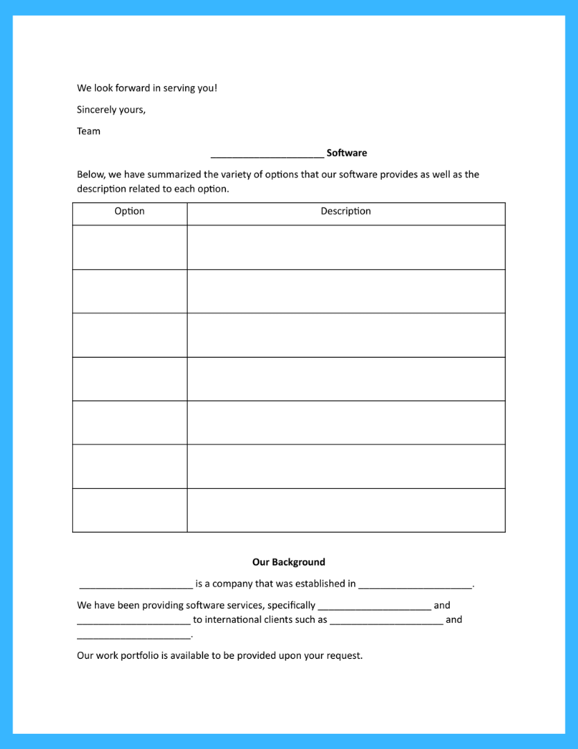 software proposal template