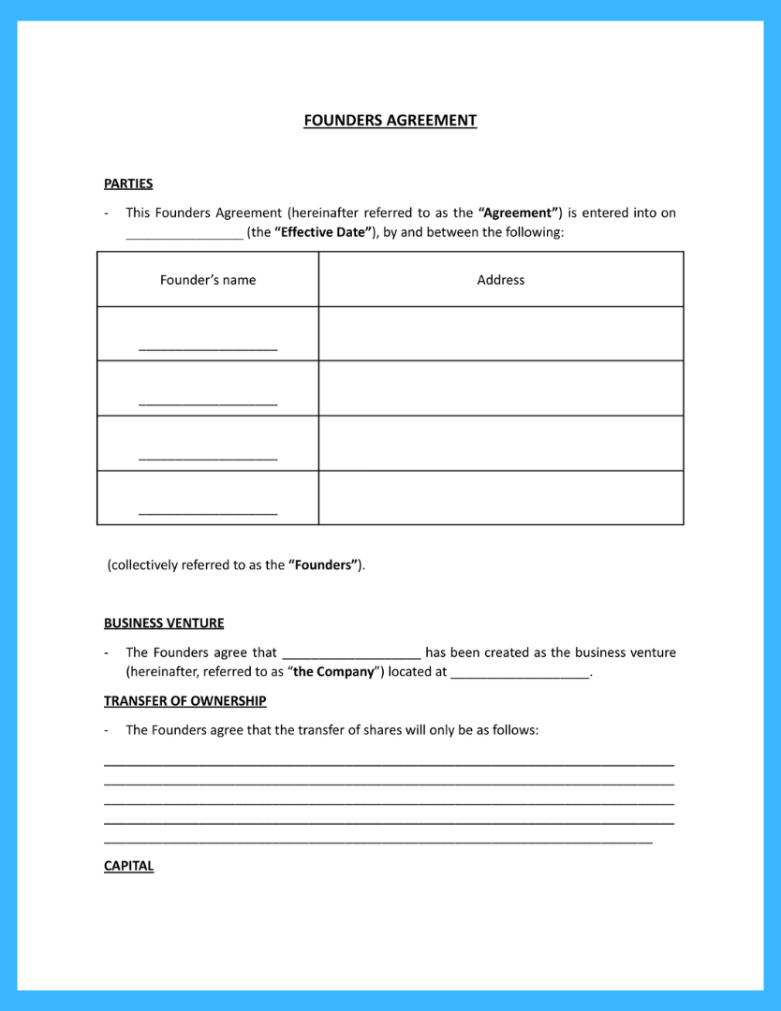 founders agreement template