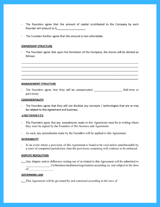 Free Founders Agreement Template For Your Startup