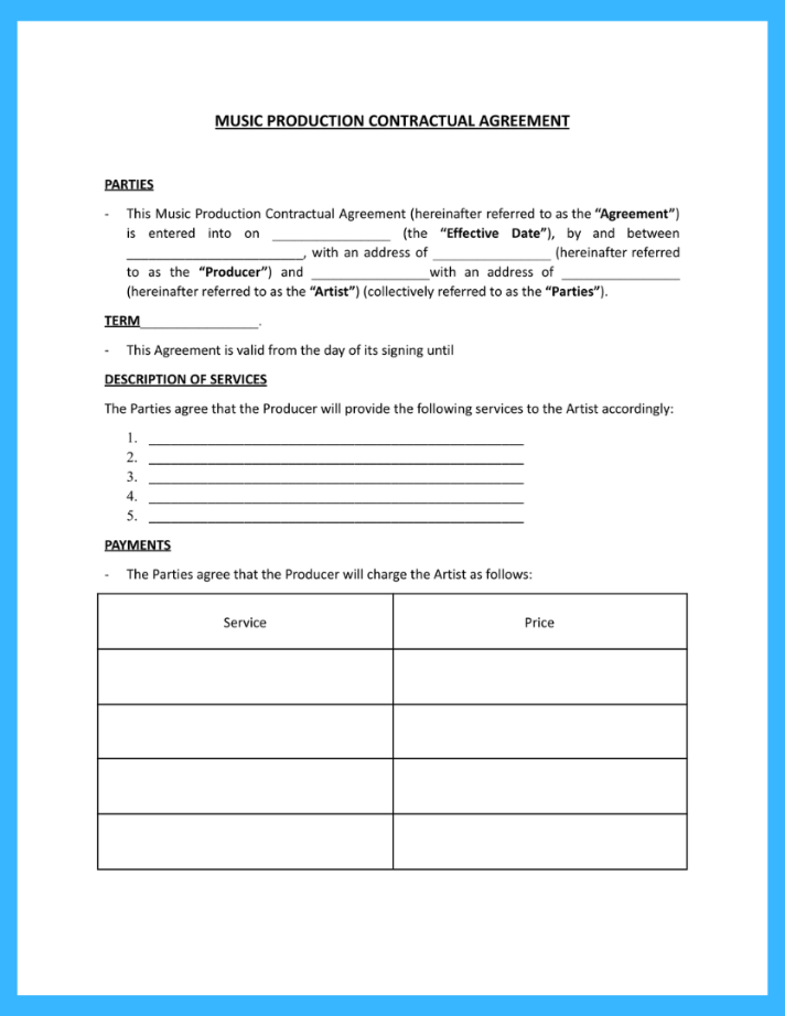 music production contract template
