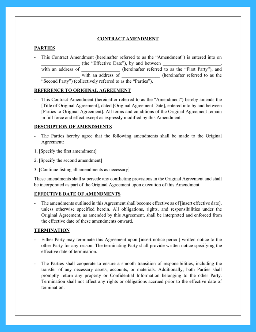 Free Contract Amendment Template