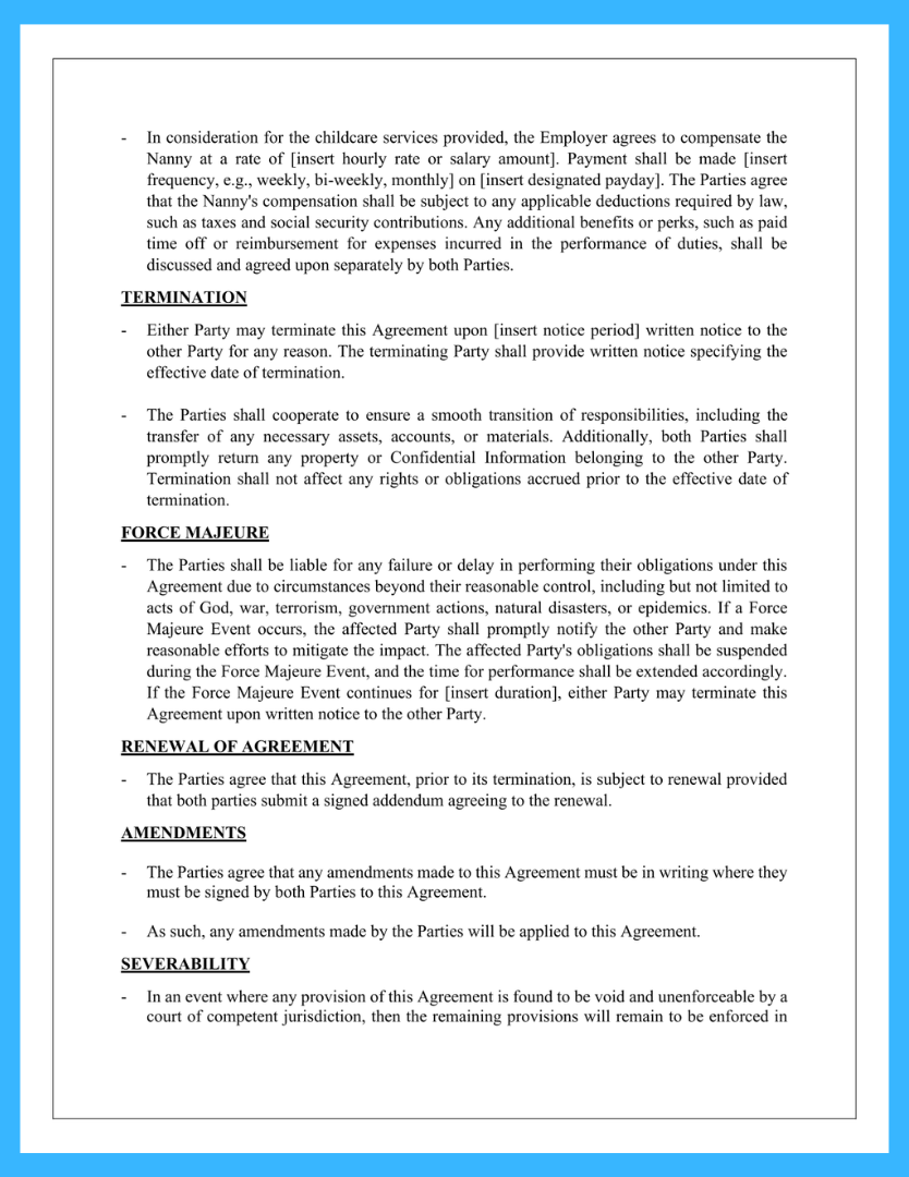 Free Nanny Contract Template