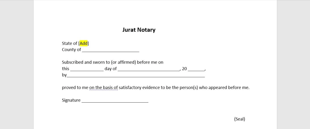 Jurat Signature Block