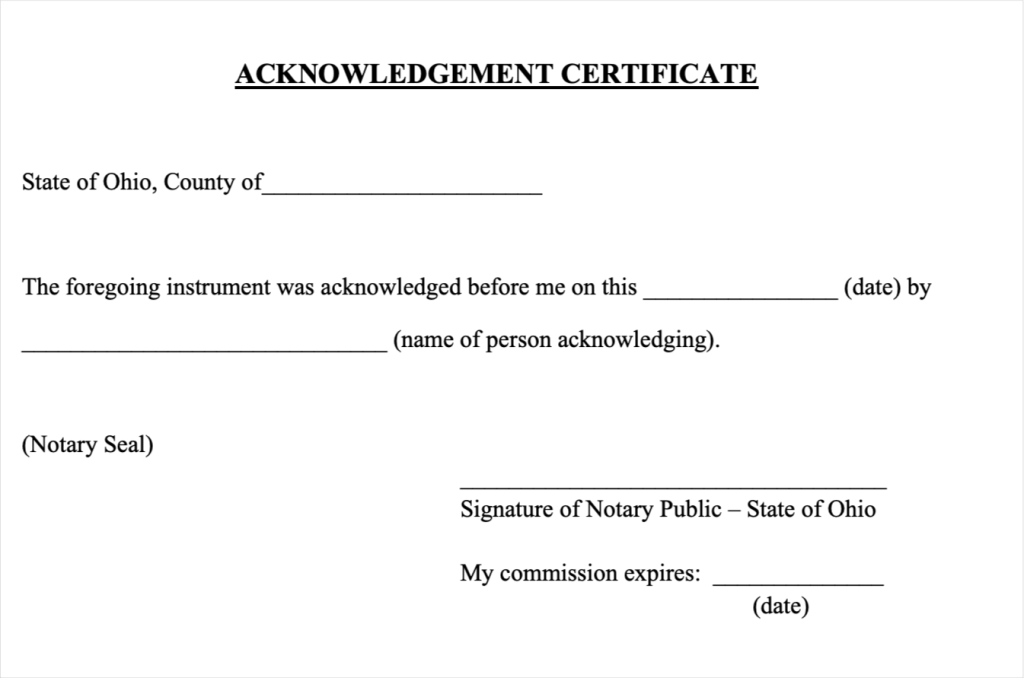 Acknowledgement Certificate